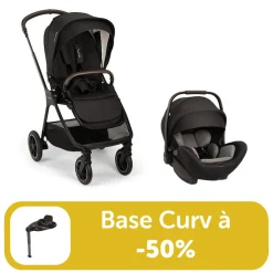 Pack duo poussette Triv next Caviar + Arra flex + base curv à -50%                            de Nuna
