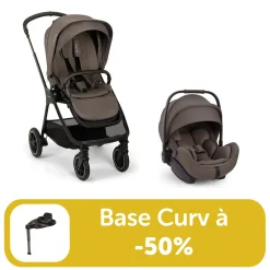 Pack duo poussette Triv next Chestnut + Arra flex + base curv à -50%                            de Nuna