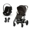Pack Poussette Duo Balios Chocolate Brown + adaptateurs coque + coque Cloud G tissu plus moon black                            de Cybex