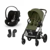 Pack Poussette Duo Balios Moss Green + adaptateurs coque + coque Cloud G tissu plus moon black                            de Cybex