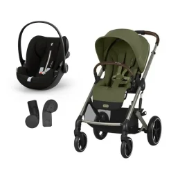 Pack Poussette Duo Balios Moss Green + adaptateurs coque + coque Cloud G tissu plus moon black                            de Cybex