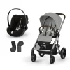 Pack Poussette Duo Balios Stone Grey + adaptateurs coque + coque Cloud G tissu plus moon black                            de Cybex