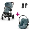 Pack Poussette Duo Balios Stormy blue + adaptateurs coque + coque Cloud G tissu plus stormy blue                            de Cybex