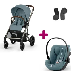 Pack Poussette Duo Balios Stormy blue + adaptateurs coque + coque Cloud G tissu plus stormy blue                            de Cybex