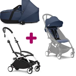 Pack Poussette duo chassis YOYO³ Blanc + pack 6+ YOYO³ Bleu Air France + nacelle YOYO³ Air France                            de Stokke