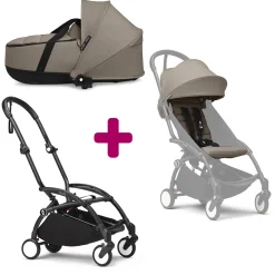 Pack Poussette duo chassis YOYO³ Noir + pack 6+ YOYO³ Taupe + nacelle YOYO³ Taupe                            de Stokke
