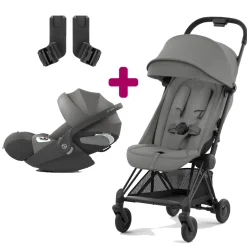 Pack poussette duo Coya Mirage Grey + coque Cloud T i-size Mirage Grey + adaptateurs coque                            de Cybex