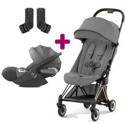 Pack poussette duo Coya Mirage Grey + coque Cloud T i-size Mirage Grey + adaptateurs coque                            de Cybex