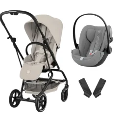 Pack Poussette duo Eezy S Twist +2 Dune Grey Cadre Noir + coque Cloud G tissu plus Stone Grey                            de Cybex