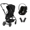Pack Poussette duo Eezy S Twist +2 Magic Black Cadre Noir + coque Cloud G tissu plus Moon Black                            de Cybex