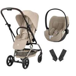 Pack Poussette duo Eezy S Twist +2 Almond Beige Cadre Taupe + coque Cloud T tissu plus Cozy Beige                            de Cybex