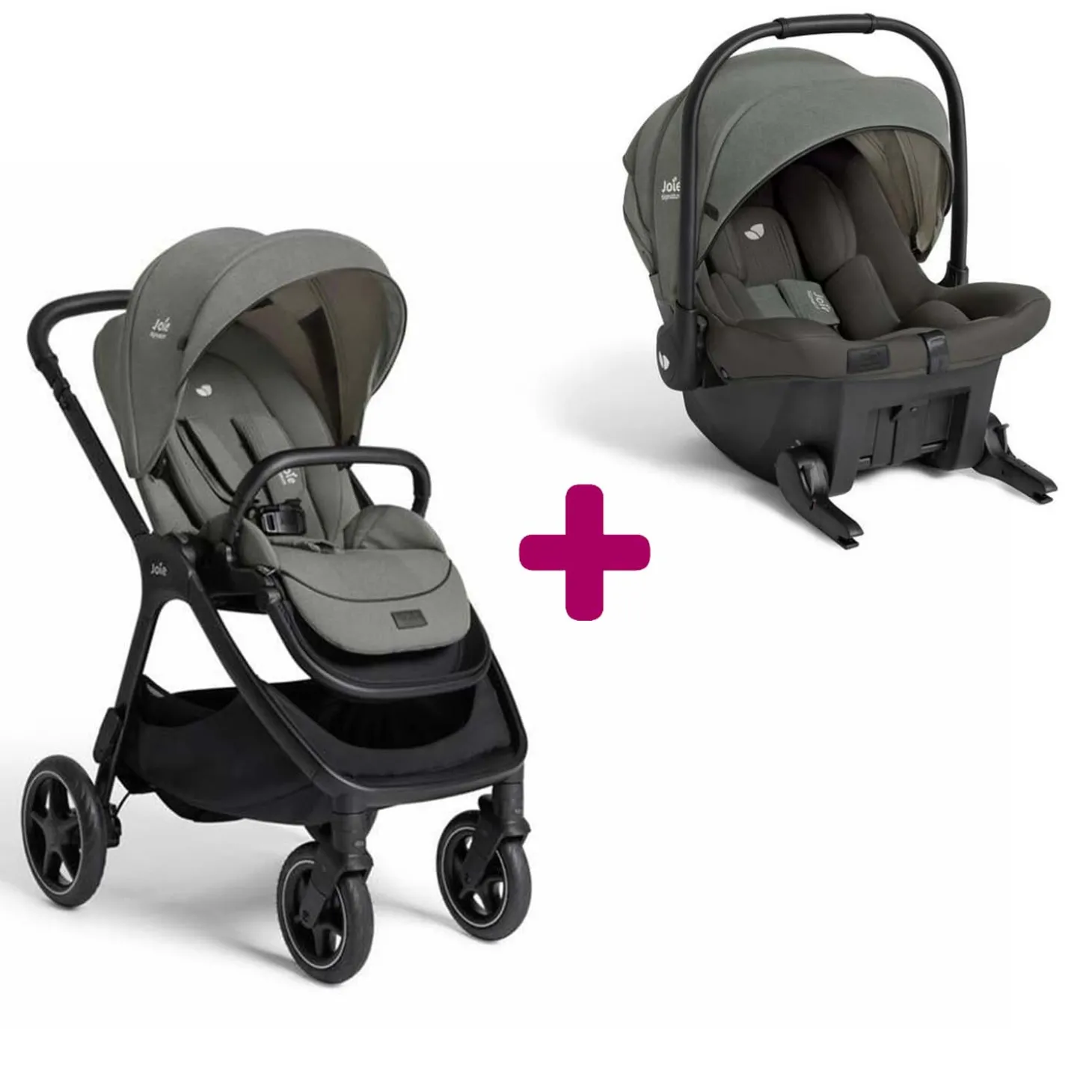 Pack poussette duo Finiti Evergreen + coque Sprint Evergreen de Joie