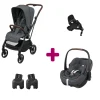 Pack Poussette Duo Léona 2 Twillic Graphite + adaptateurs coque + coque Pebble 360 pro 2 + base Familyfix 360 pro                            de Maxi Cosi