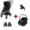 Pack Poussette Duo Léona 2 Twillic Black + adaptateurs coque + coque Pebble 360 pro 2 + base Familyfix 360 pro                            de Maxi Cosi
