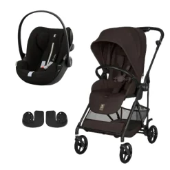 Pack Poussette duo Melio Chocolate Brown + coque Cloud G tissu plus Moon Black                            de Cybex