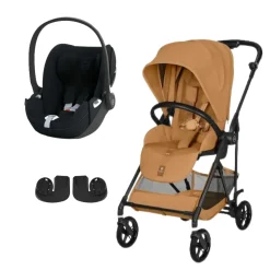 Pack Poussette duo Melio Cinnamon Yellow + coque Cloud T tissu plus Sepia Black                            de Cybex