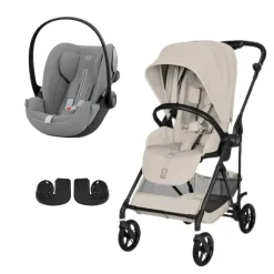 Pack Poussette duo Melio Dune Grey + coque Cloud G tissu plus Stone Grey                            de Cybex