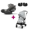 Pack Poussette Duo Melio 4 Fog Grey + adaptateurs + Coque Cloud T i-Size Mirage Grey                            de Cybex