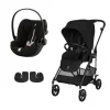 Pack Poussette duo Melio Magic Black + coque Cloud G tissu plus Moon Black                            de Cybex
