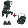 Pack Poussette Duo Oxford Twillic Green + adaptateurs coque + coque Pebble 360 pro 2                            de Maxi Cosi