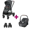 Pack Poussette Duo Oxford Twillic Graphite + adaptateurs coque + coque Pebble 360 pro 2                            de Maxi Cosi