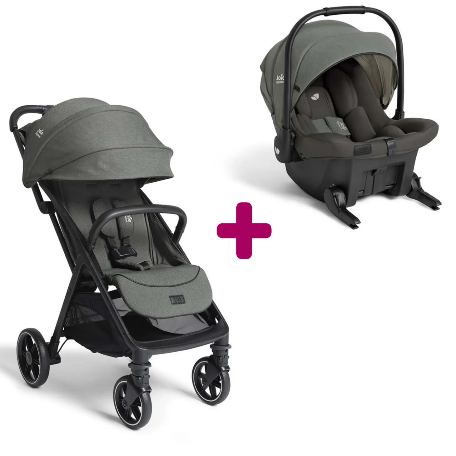 Pack Poussette duo Parcel Lx Evergreen + coque Sprint Evergreen de Joie
