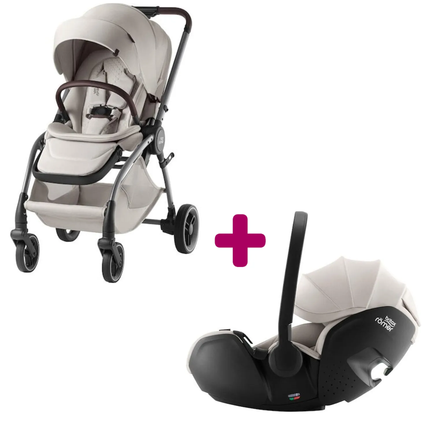 Pack Poussette Duo RIO Lux Soft Taupe + coque Baby safe pro de Britax Römer