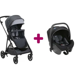 Pack poussette Duo Seety Boston grey + coque Kory Plus air black                            de Chicco