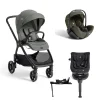 Pack poussette duo XL Valora Evergreen + coque i-level pro + siège auto i-harbour pro + base isofix encore                            de Joie