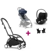 Pack Poussette Duo Yoyo 3 Bleu Air France Cadre Noir + coque Cloud T Sepia Black + adaptateurs                            de Stokke