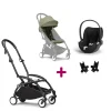 Pack Poussette Duo Yoyo 3 Olive Cadre Noir + coque Cloud T Sepia Black + adaptateurs                            de Stokke