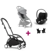 Pack Poussette Duo Yoyo 3 Stone Cadre Noir + coque Cloud T Sepia Black+ adaptateurs                            de Stokke