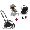 Pack Poussette Duo Yoyo 3 Toffee Cadre Noir + coque Cloud T Sepia Black + adaptateurs                            de Stokke