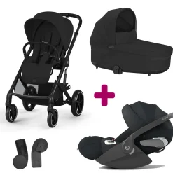 Pack Poussette Trio Balios Moon Black + nacelle Cot S lux Moon Black + adaptateurs coque + coque Cloud T tissu plus sepia black                            de Cybex
