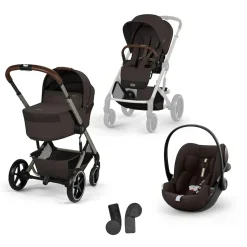 Pack Poussette Trio Balios S Lux avec Nacelle pliable  + coque Cloud G3 tissu plus Chocolat Brown + Base G3                            de Cybex