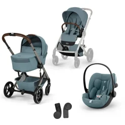 Pack Poussette Trio Balios S Lux avec Nacelle pliable  + coque Cloud G3 tissu plus Stormy blue                             de Cybex