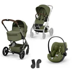 Pack Poussette Trio Balios S Lux avec Nacelle pliable  + coque Cloud G3 tissu plus Moss Green                             de Cybex