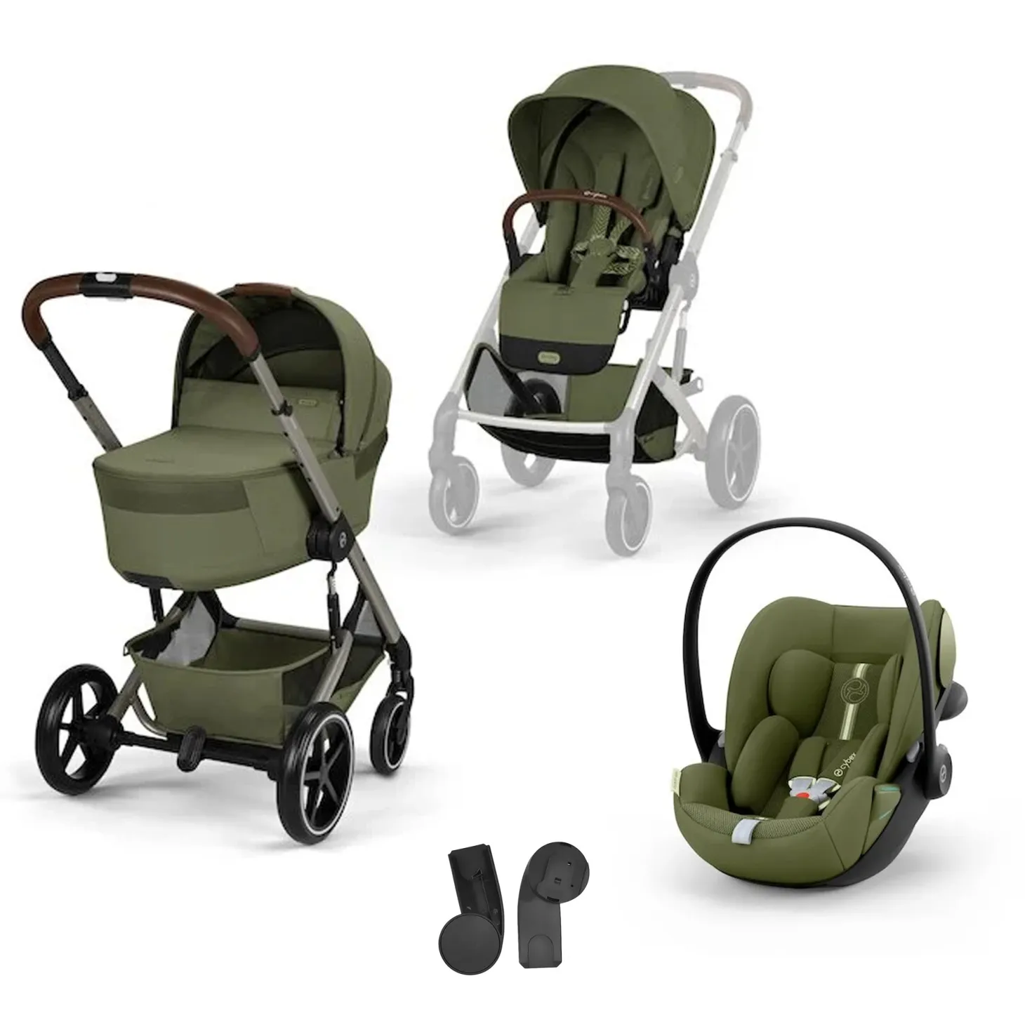 Pack Poussette Trio Balios S Lux avec Nacelle pliable + coque Cloud G3 tissu plus Moss Green de Cybex
