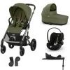 Pack Poussette Trio Balios S Lux Moss Green + coque Cloud G tissu plus Moss Green + Nacelle S Lux + Base G3                            de Cybex