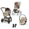 Pack Poussette Trio Balios S Lux avec Nacelle pliable  + coque Cloud G3 tissu plus Almond beige + Base G3                            de Cybex