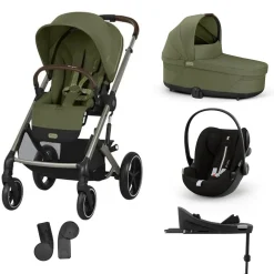 Pack Poussette Trio Balios S Lux Moss Green + coque Cloud G tissu plus Moss Green + Nacelle S Lux + Base G3                            de Cybex