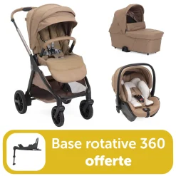 Pack Poussette trio Bellagio 2 Caramel = base rotative 360 offerte                            de Chicco