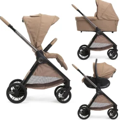 Pack Poussette trio Bellagio 2 Caramel + nacelle Flexi Caramel + coque First Seat Recline Caramel de Chicco