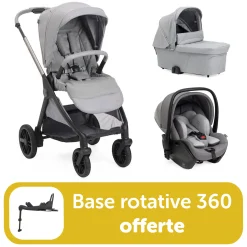 Pack Poussette trio Bellagio 2 Lunar Rock = base rotative 360 offerte                            de Chicco