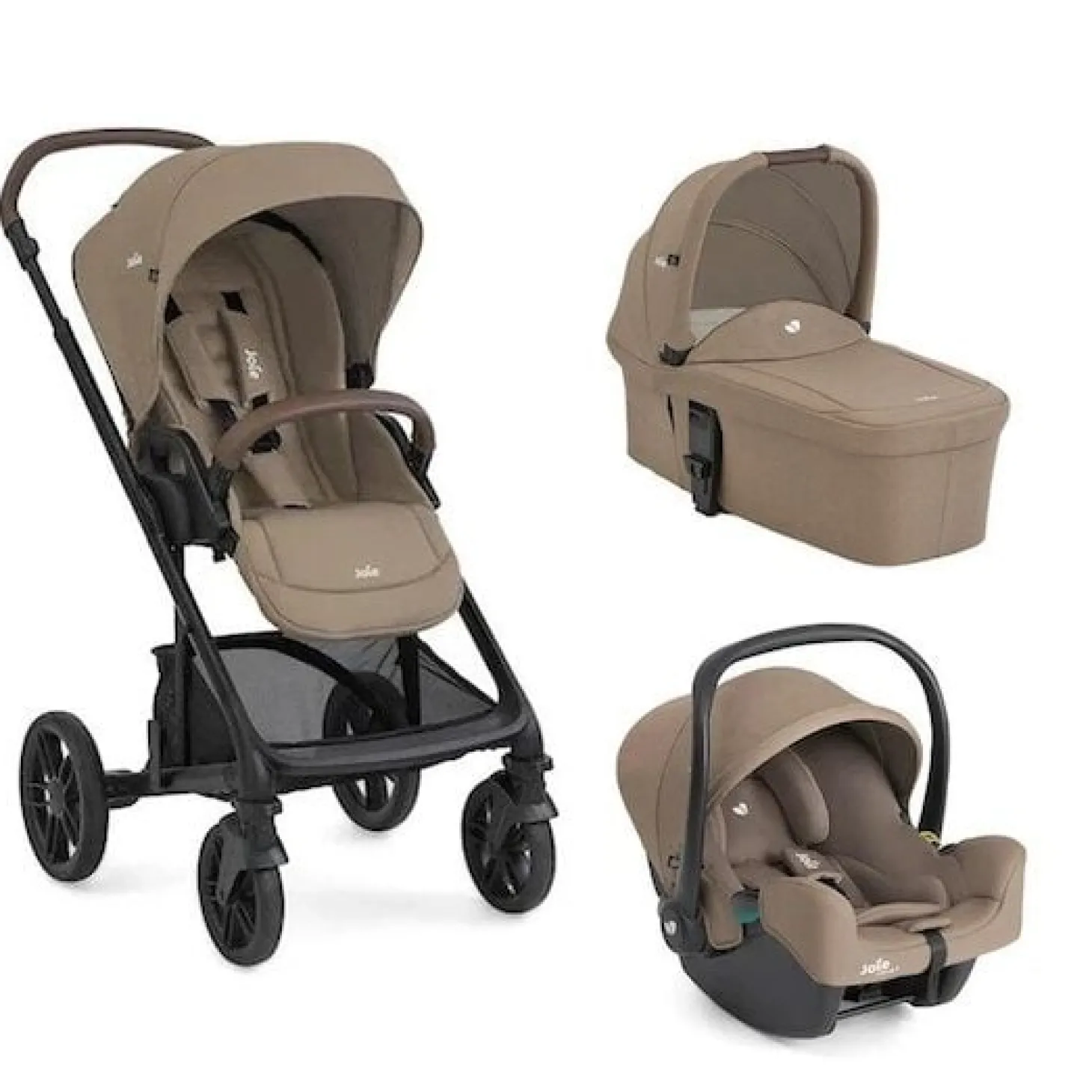 Pack poussette Trio Chrome Cashew + coque1-snug 2 + nacelle chrome de Joie