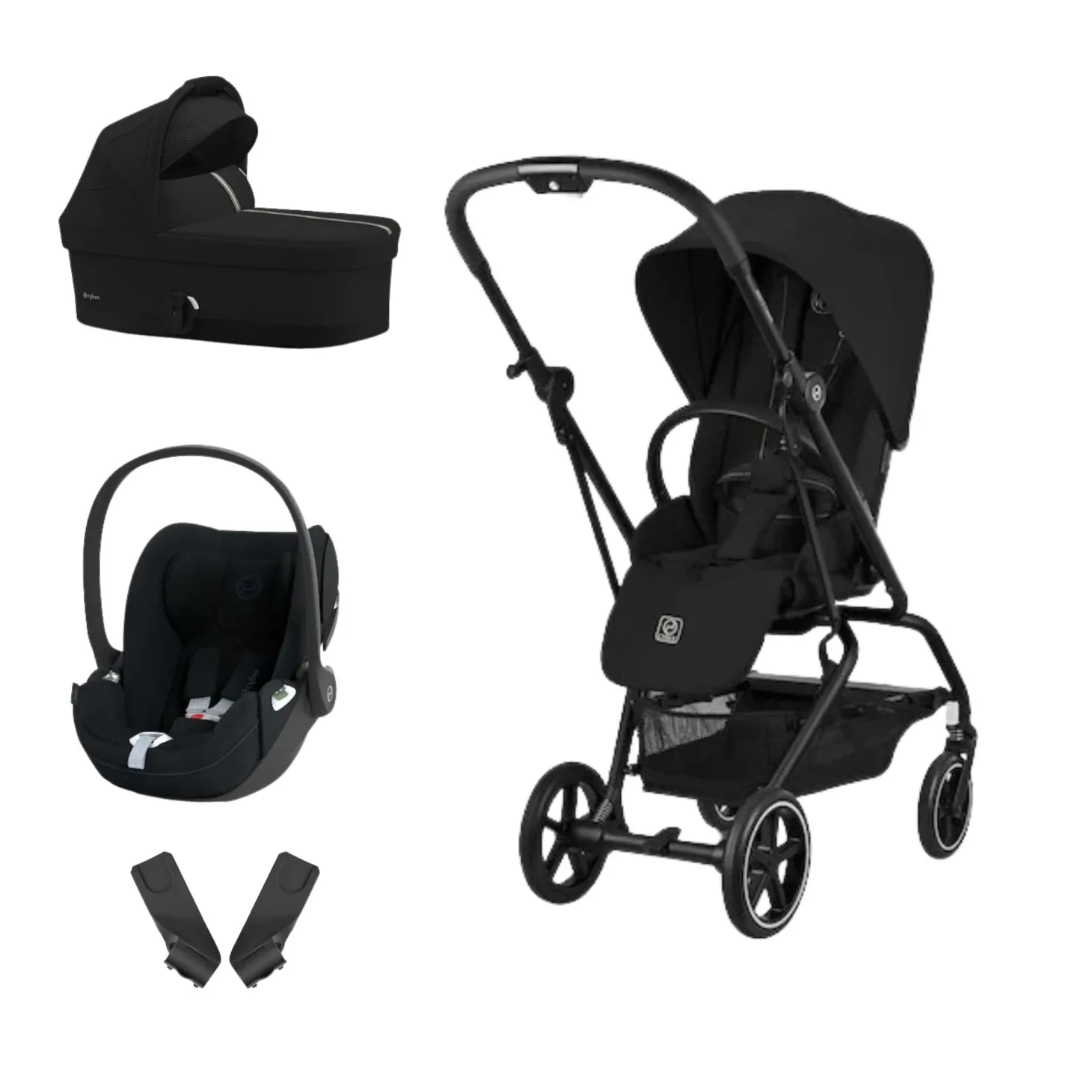 Pack Poussette trio Eezy S Twist +2 Magic Black Cadre Noir + coque Cloud T tissu plus Sepia Black de Cybex