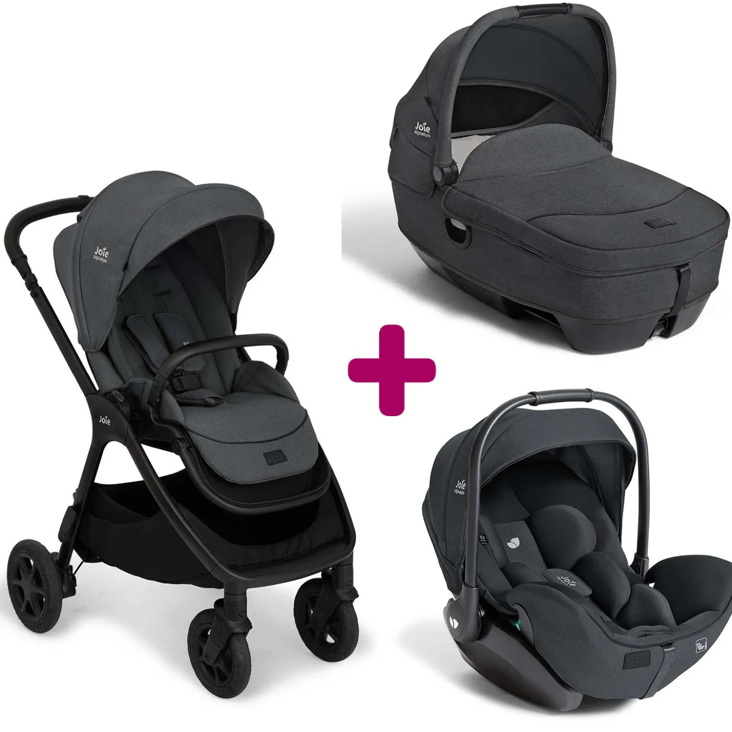 Pack poussette trio Finiti Ebony + nacelle Calmi Ebony + coque I-Level Pro Ebony de Joie