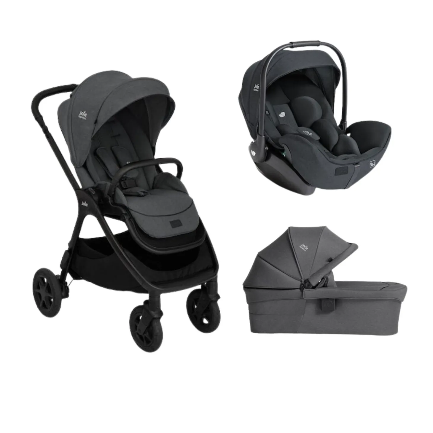 Pack poussette trio Finiti Ebony + nacelle Ramble Ebony + coque I-Level pro Ebony de Joie