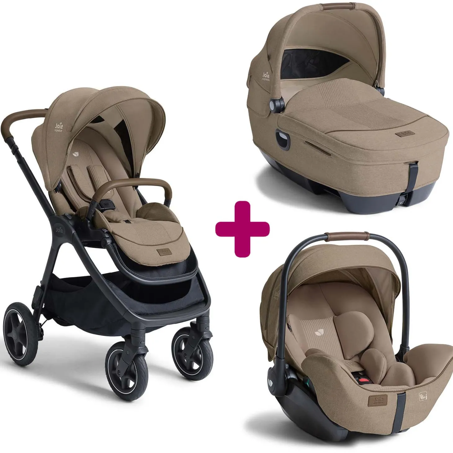 Pack poussette trio Finiti Sandstone + nacelle Calmi Sandstone + coque I-Level pro Sandstone de Joie