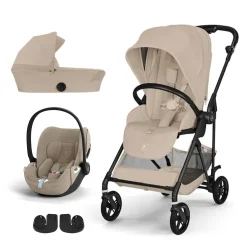 Pack Poussette trio Melio Almond Beige + nacelle + coque Cloud T tissu plus Cozy Beige                            de Cybex